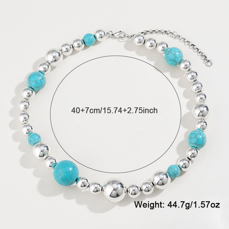 Elegant Turquoise Beaded Necklace For Women