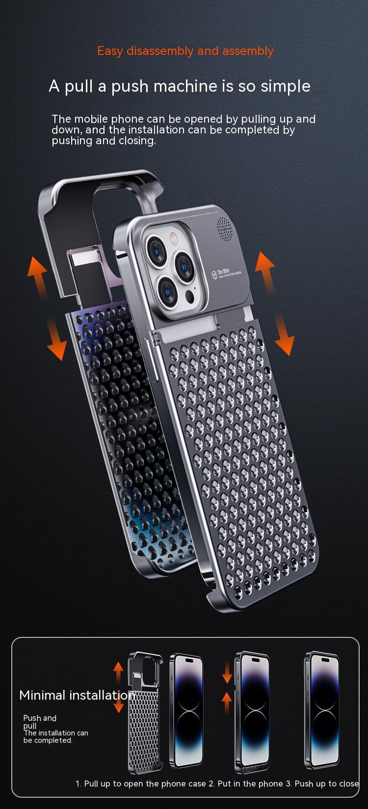 Aluminum Alloy Mobile Phone Case With Hollow Heat Dissipation Anti-fall Full Body Shockproof Made For iPhone