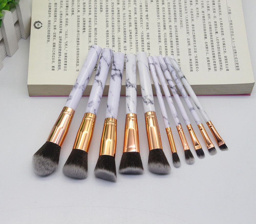 15 Marbled Design Makeup Brush Set