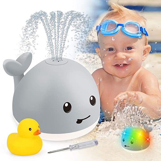 Baby Cartoon Whale Floating Spraying Water Bath Toy With Light Music And LED Light