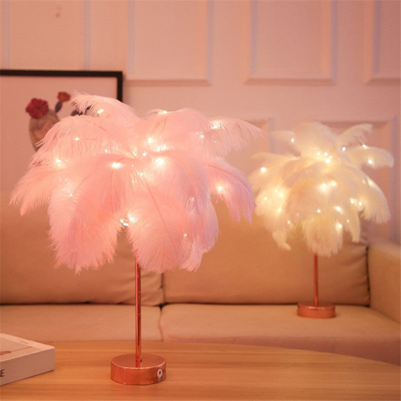 Remote Control Feather Table Lamp