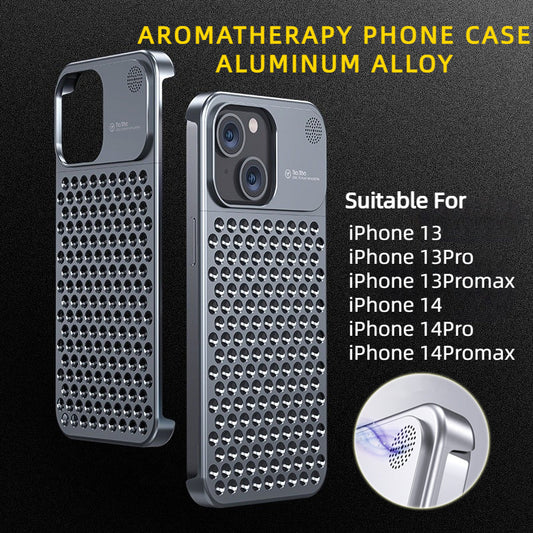 Aluminum Alloy Mobile Phone Case With Hollow Heat Dissipation Anti-fall Full Body Shockproof Made For iPhone