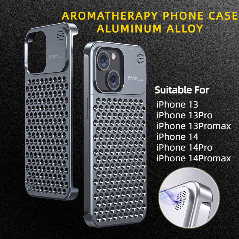 Aluminum Alloy Mobile Phone Case With Hollow Heat Dissipation Anti-fall Full Body Shockproof Made For iPhone