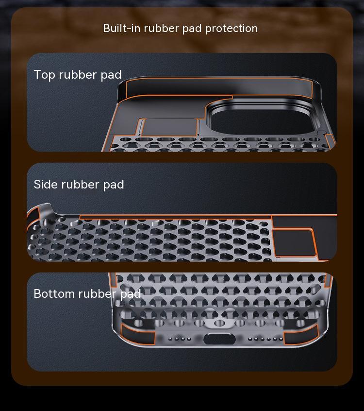 Aluminum Alloy Mobile Phone Case With Hollow Heat Dissipation Anti-fall Full Body Shockproof Made For iPhone