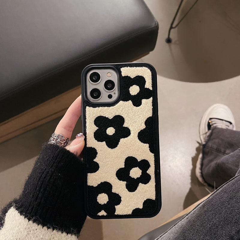 Plush Flowers Autumn And Winter Mobile Phone Case For iPhone