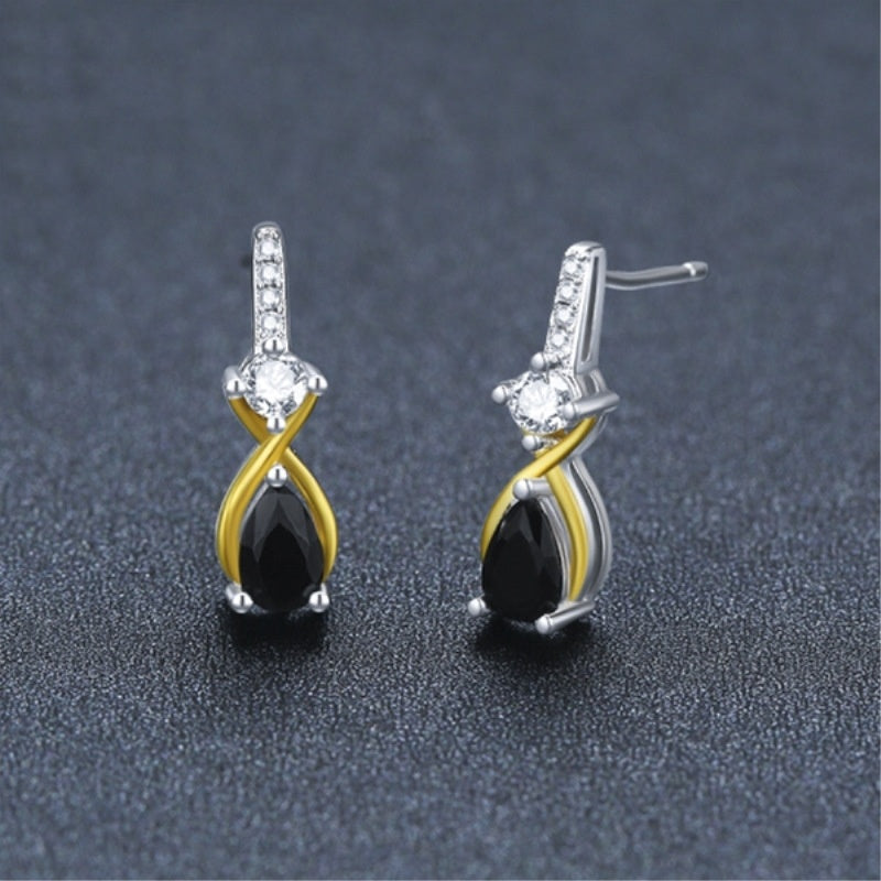 Copper Eardrops European And American Water Drop Zircon Earrings