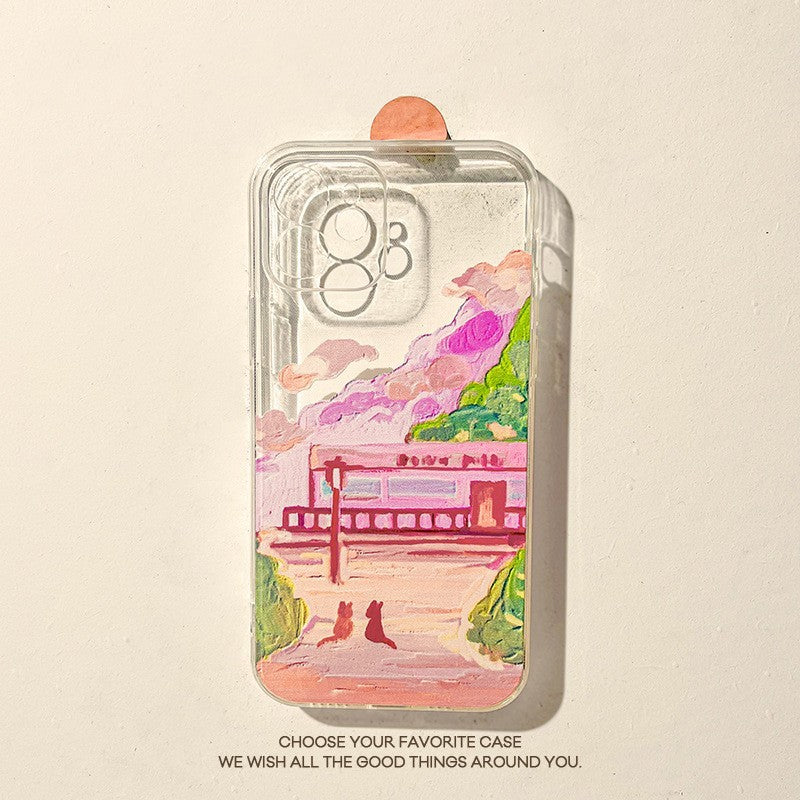 Soft Silicone Two Cat Design Mobile Phone Case For iPhone