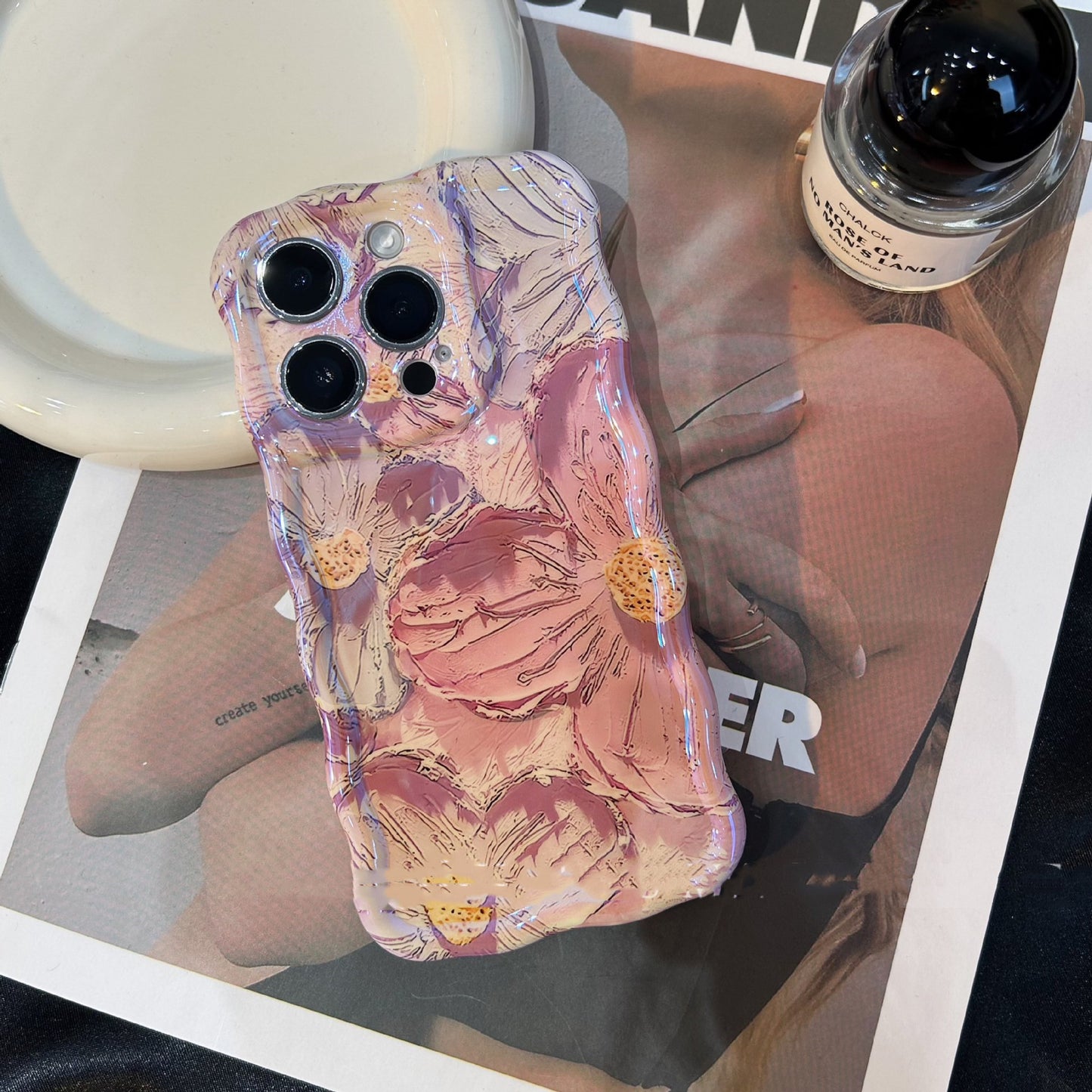 Retro Oil Painting Flowers Silicone Phone Case For iPhone