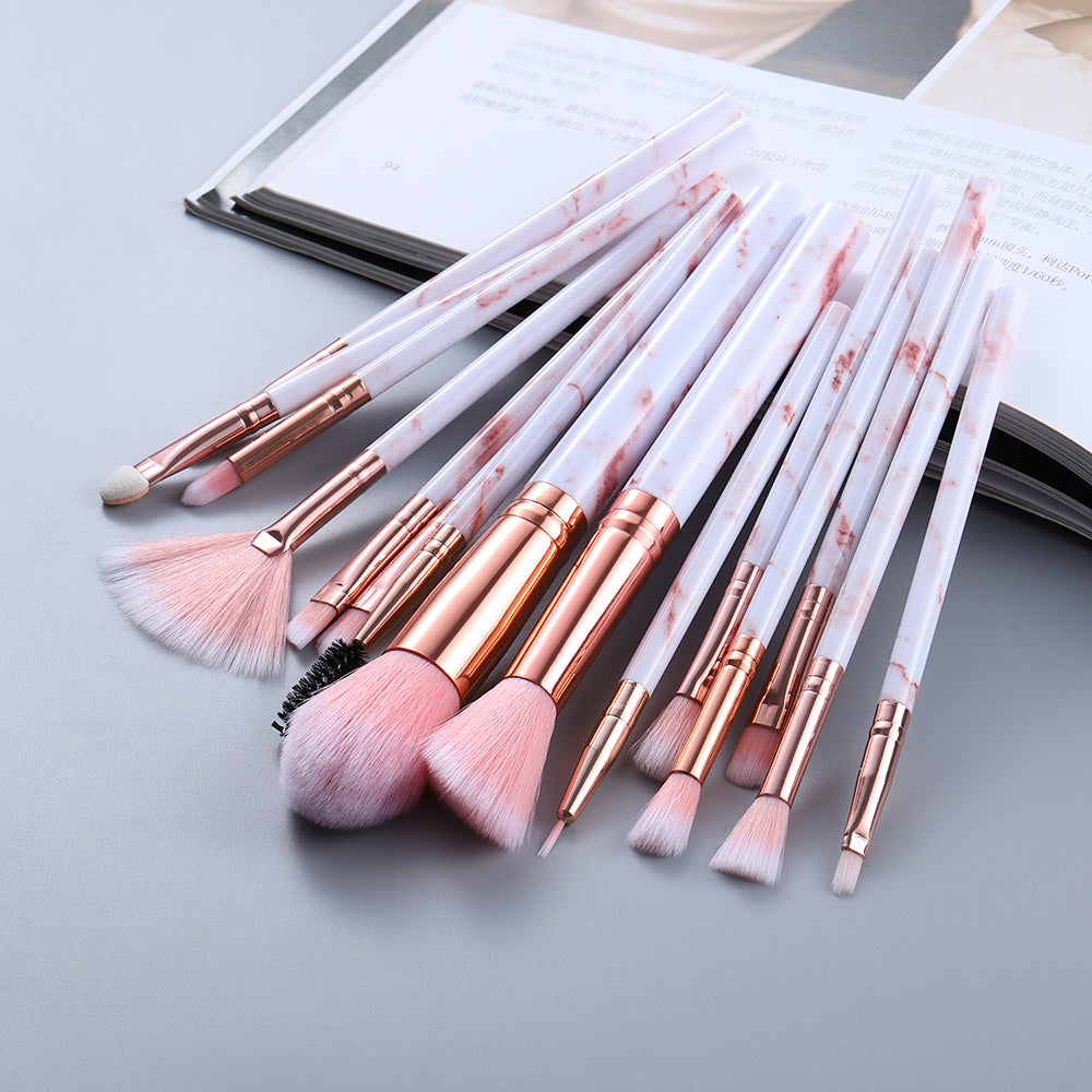 15 Marbled Design Makeup Brush Set