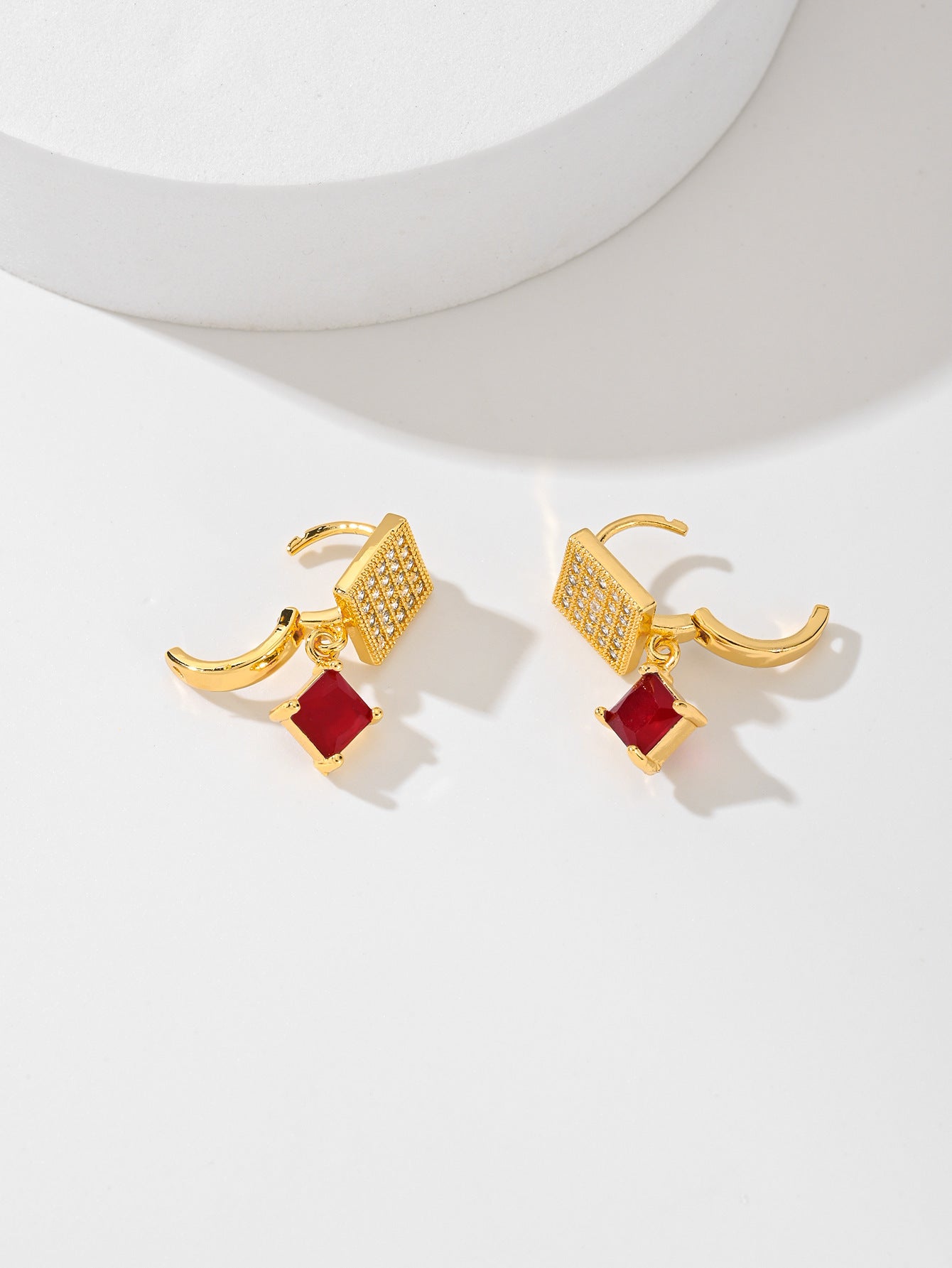Square Design Fashion Zircon Earrings In Various Colors