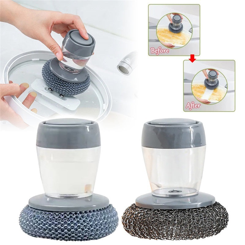 Kitchen Soap Dispensing Palm Brush Surface Cleaning Tool