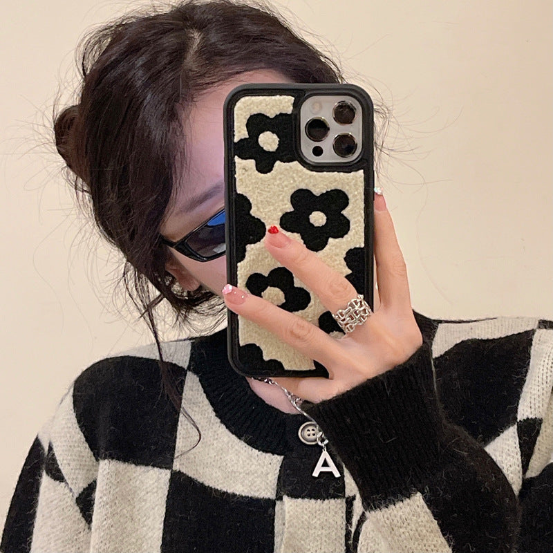 Plush Flowers Autumn And Winter Mobile Phone Case For iPhone