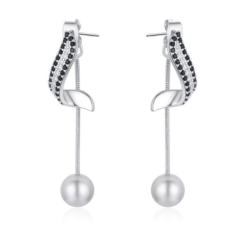 Tassel Ornament Pearl Pendant Earrings