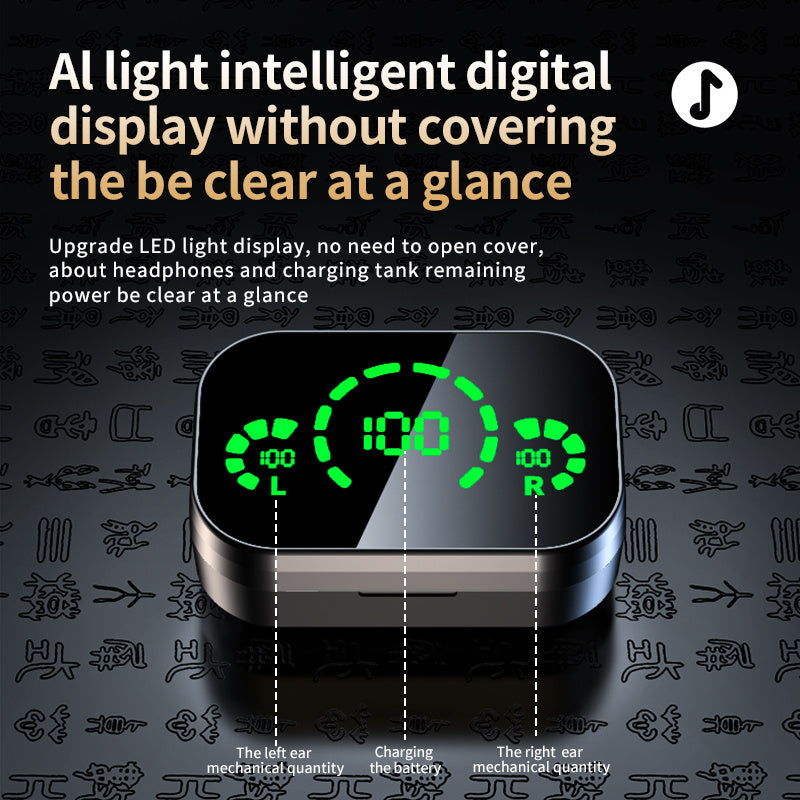 Wireless Bluetooth-compatible Headset With Smart Digital Display