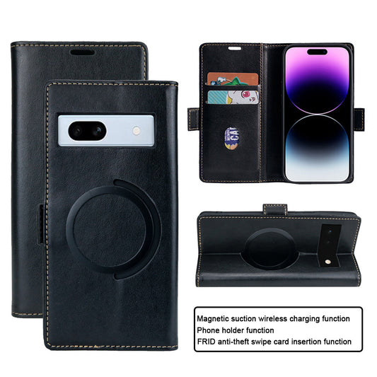 Leather Wallet Magnetic Wireless Charging Compatible Mobile Phone Case For Google Pixel
