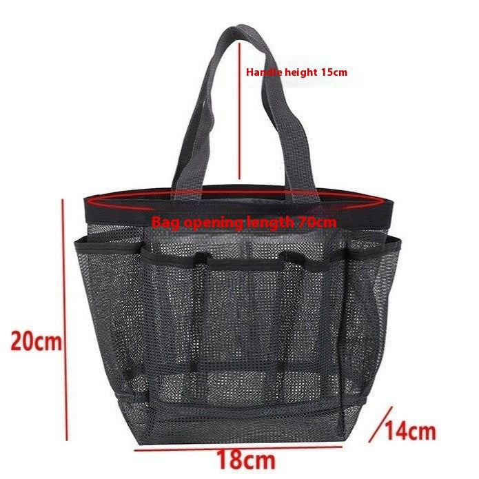 Beach Mesh Toiletry Buggy Bag Handbag with 8 Mesh Pockets