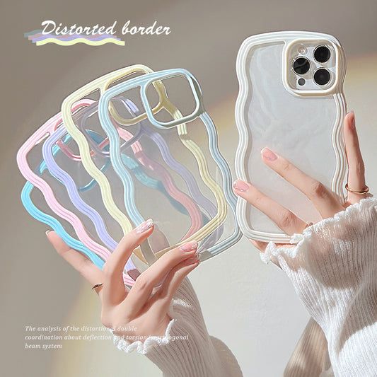 iPhone Wave Border Mobile Phone Case Solid Color Simple Candy Color