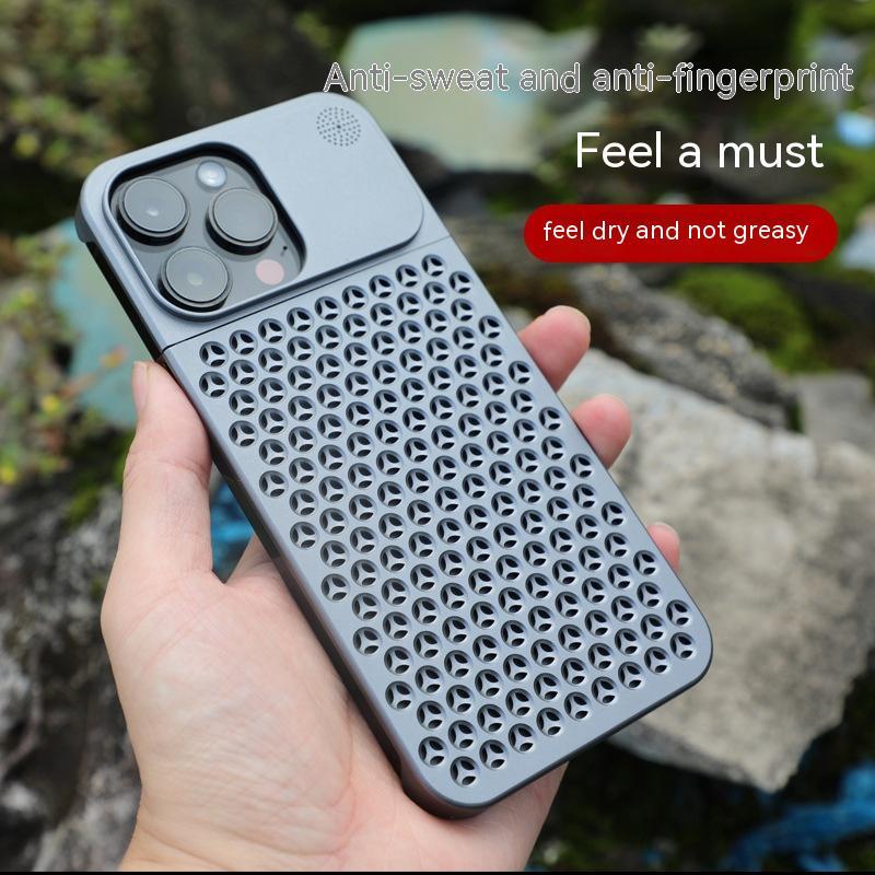Aluminum Alloy Mobile Phone Case With Hollow Heat Dissipation Anti-fall Full Body Shockproof Made For iPhone