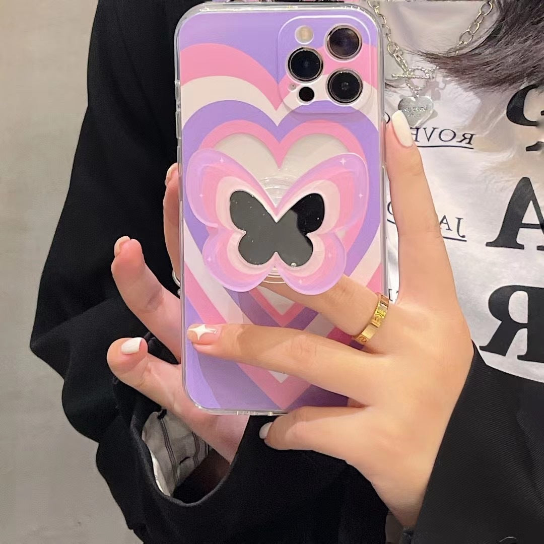 Color Butterfly Stand Silicone Phone Case For iPhone