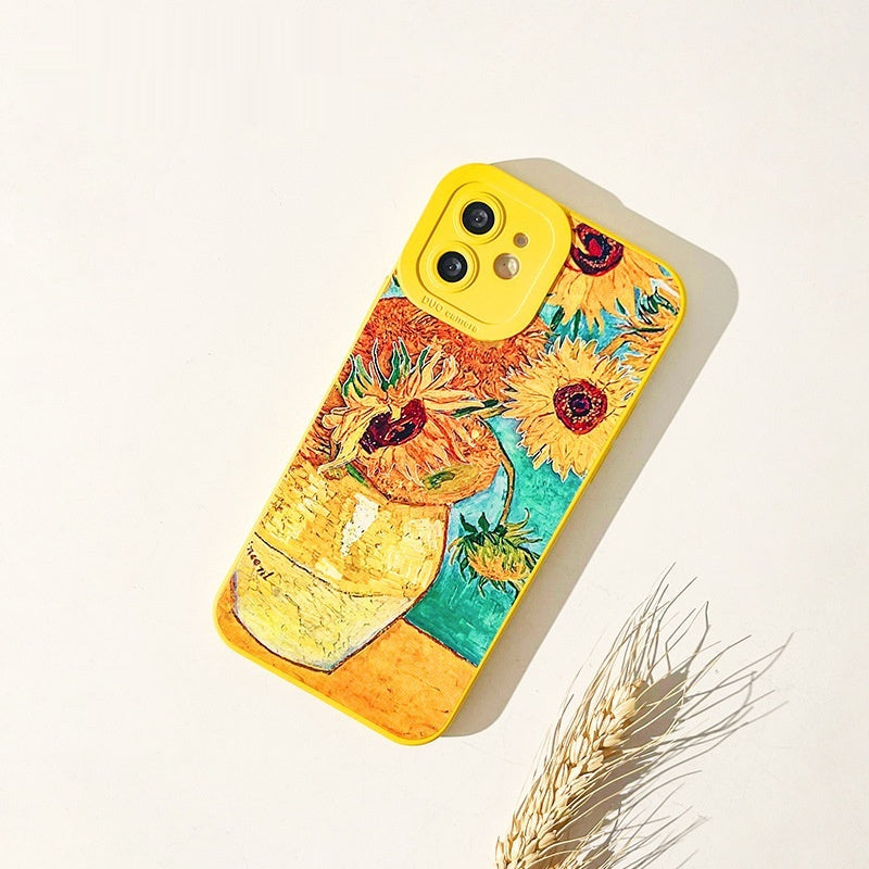 Sunflower Painting Design Silicone Phone Case For iPhone
