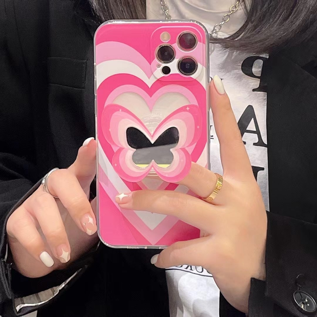 Color Butterfly Stand Silicone Phone Case For iPhone