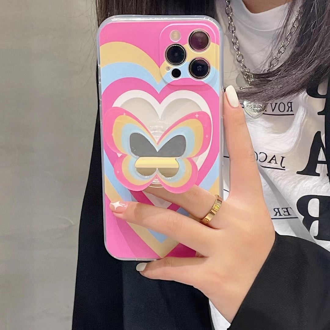 Color Butterfly Stand Silicone Phone Case For iPhone