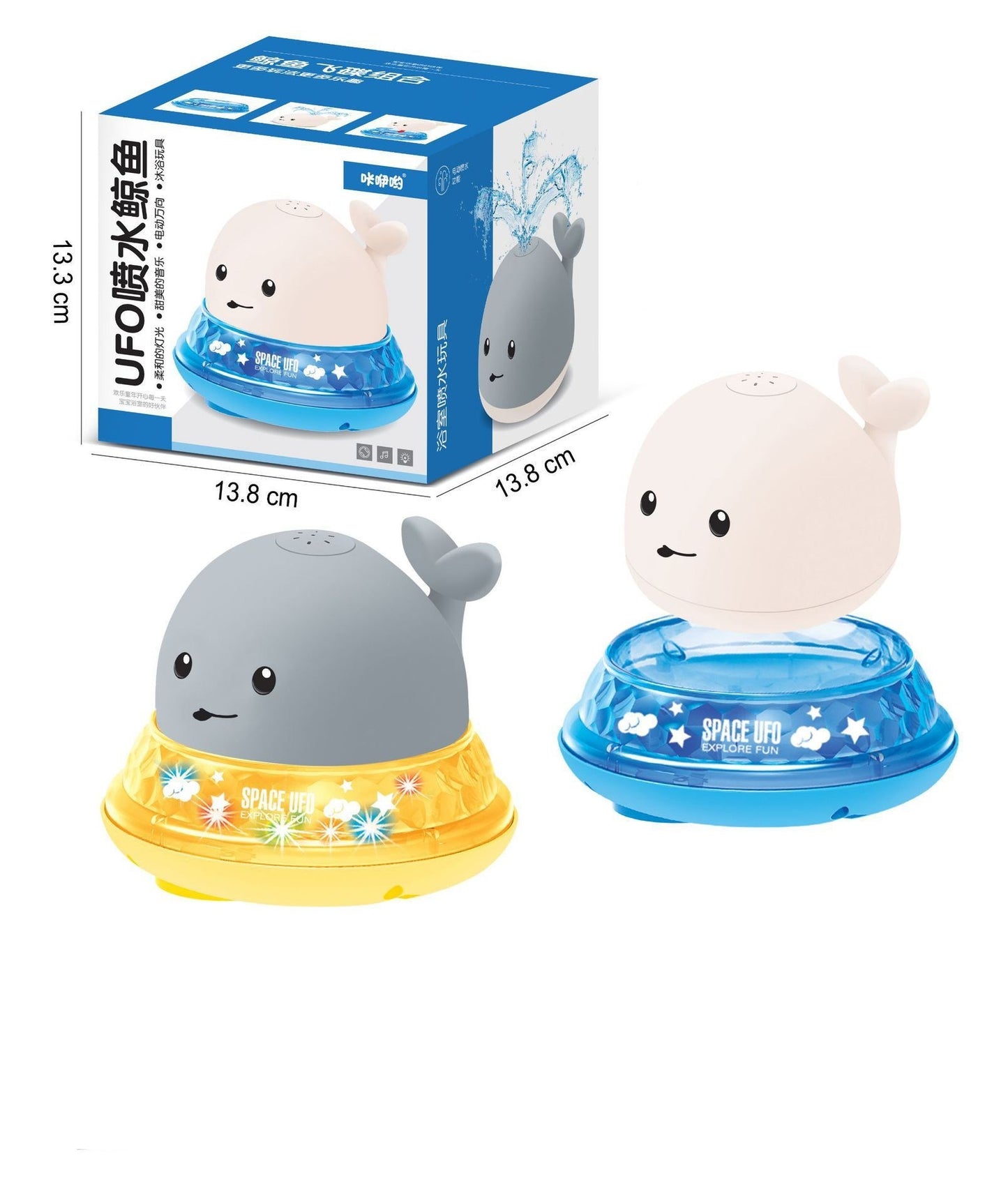 Baby Cartoon Whale Floating Spraying Water Bath Toy With Light Music And LED Light