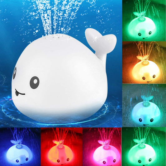 Baby Cartoon Whale Floating Spraying Water Bath Toy With Light Music And LED Light