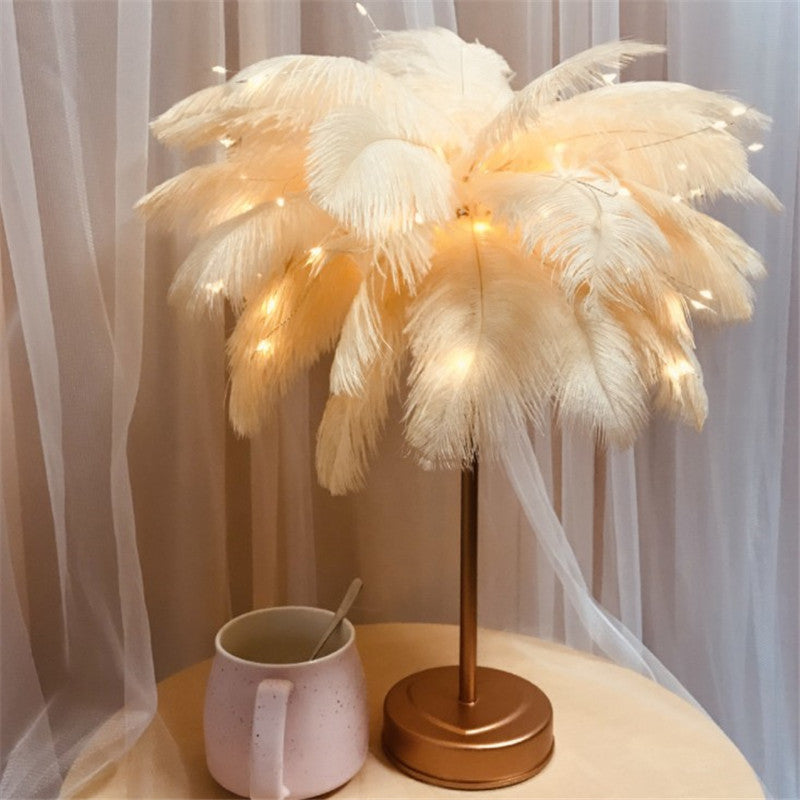 Remote Control Feather Table Lamp