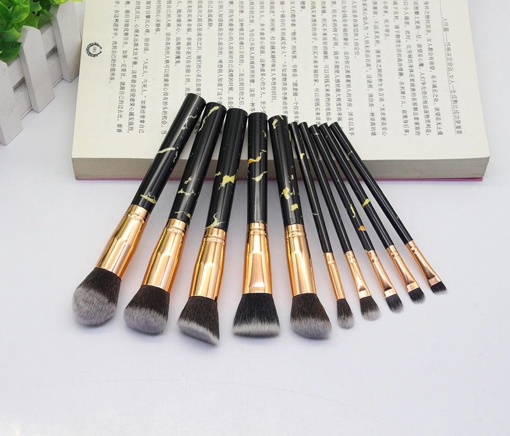 15 Marbled Design Makeup Brush Set