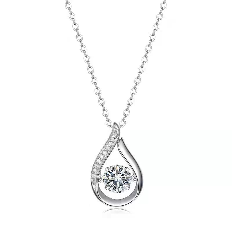 Silver Drop-shaped Pendant Necklace