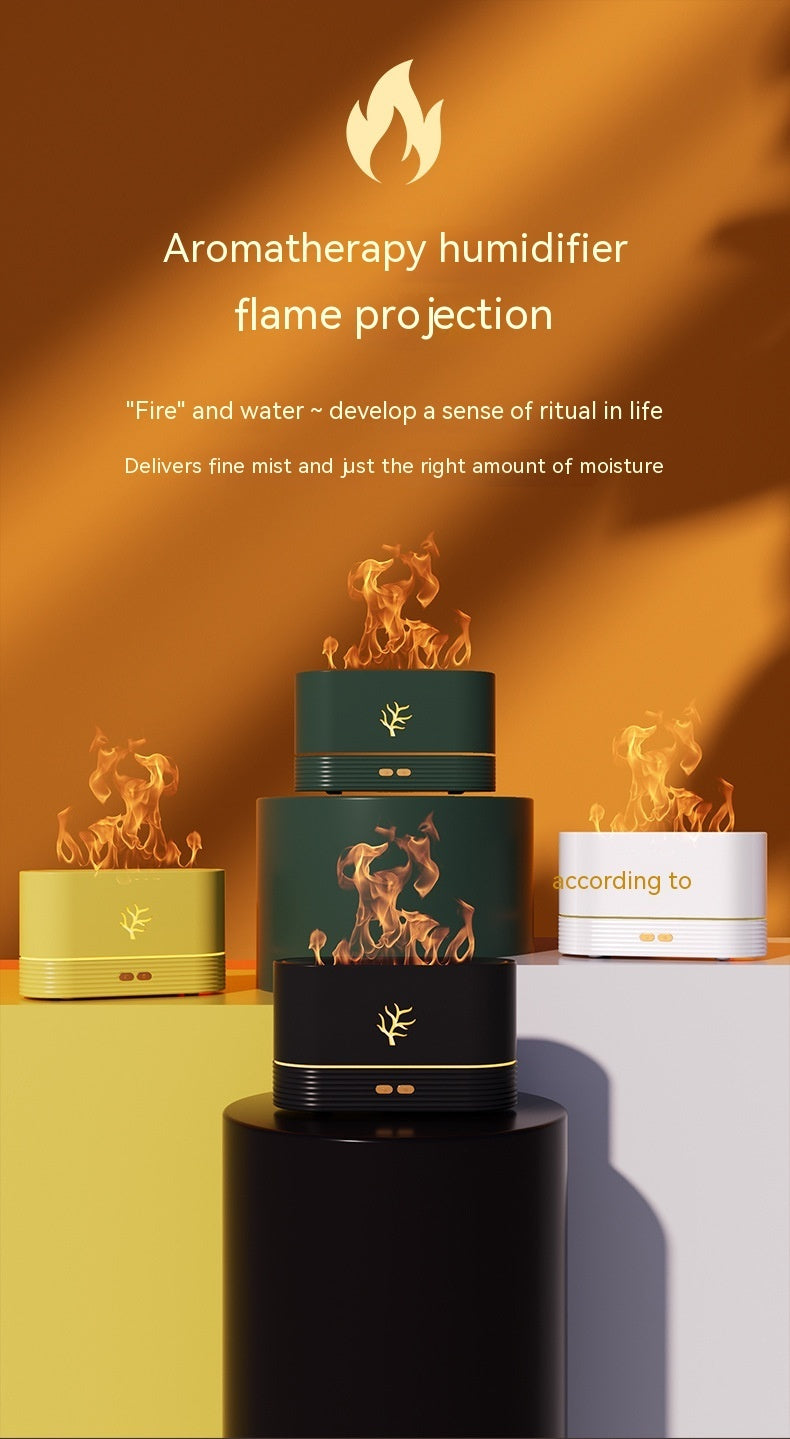 Smart Timing LED Electric Aroma Diffuser Simulation Fire Night Humidifier