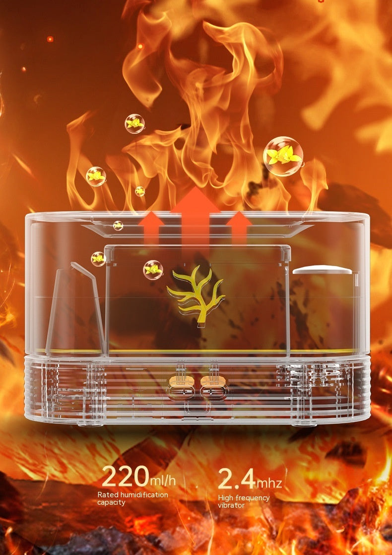 Smart Timing LED Electric Aroma Diffuser Simulation Fire Night Humidifier