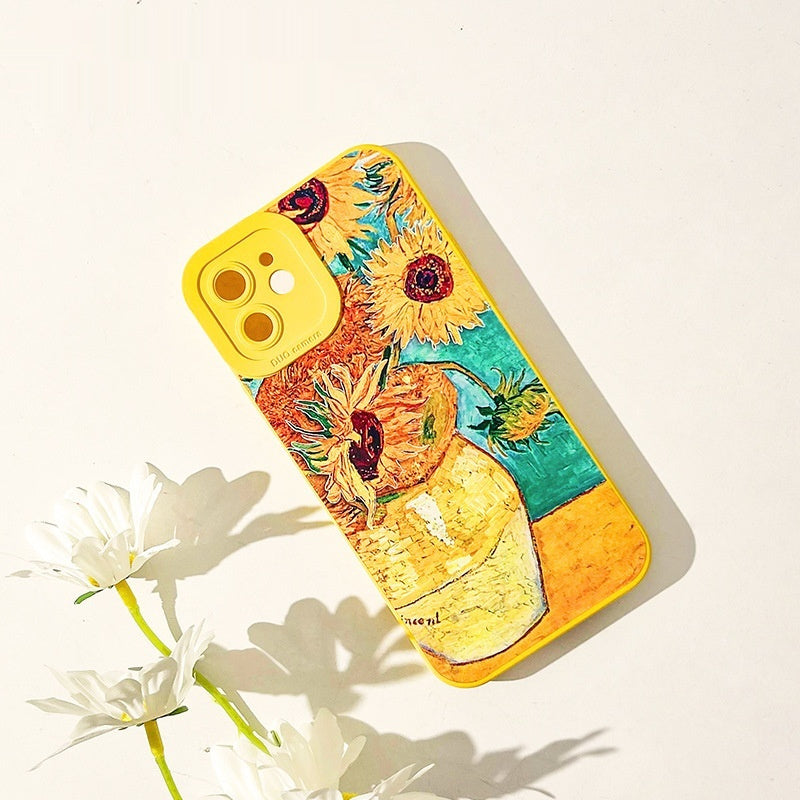 Sunflower Painting Design Silicone Phone Case For iPhone