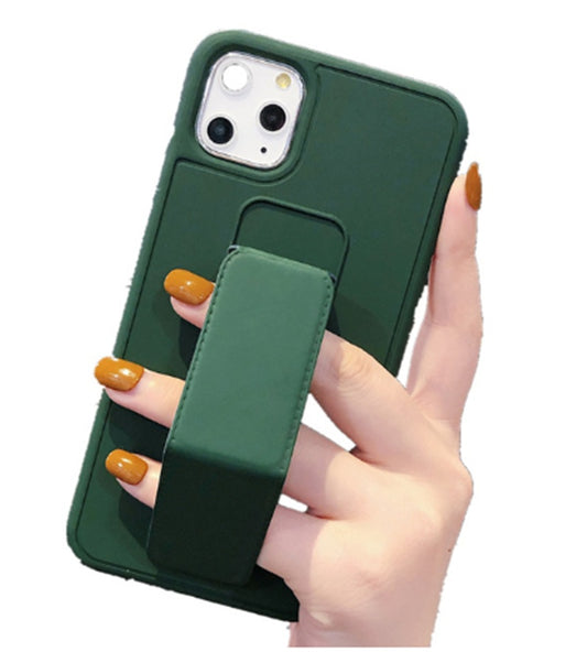 Leather Back Grip Strap Phone Case For iPhone