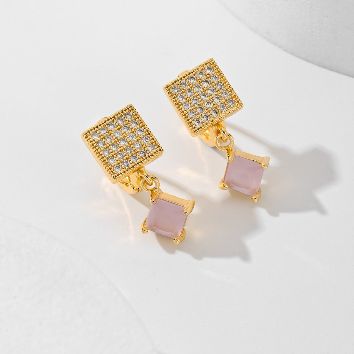 Square Design Fashion Zircon Earrings In Various Colors