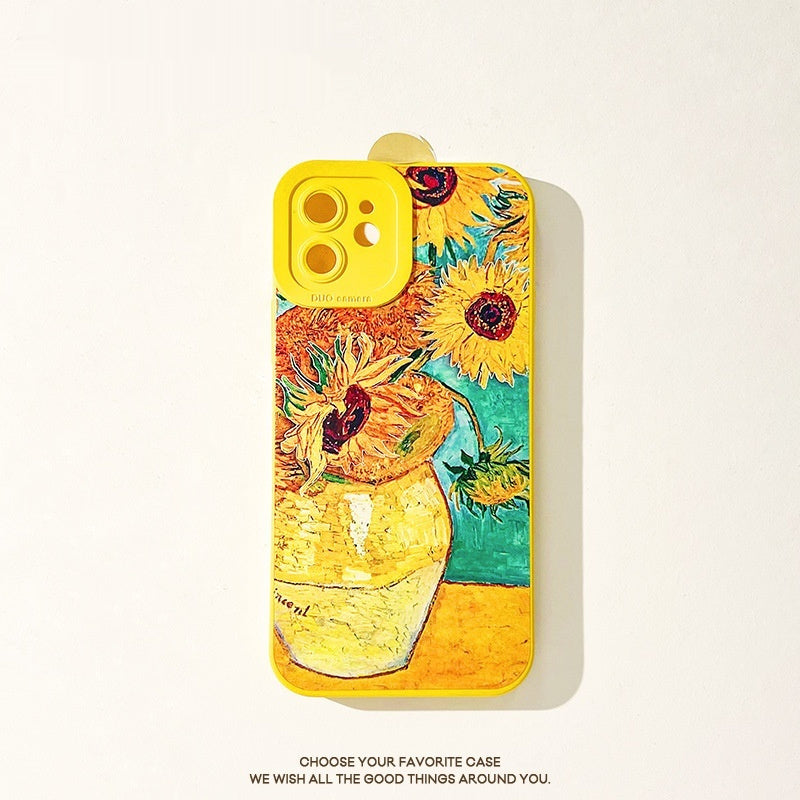 Sunflower Painting Design Silicone Phone Case For iPhone