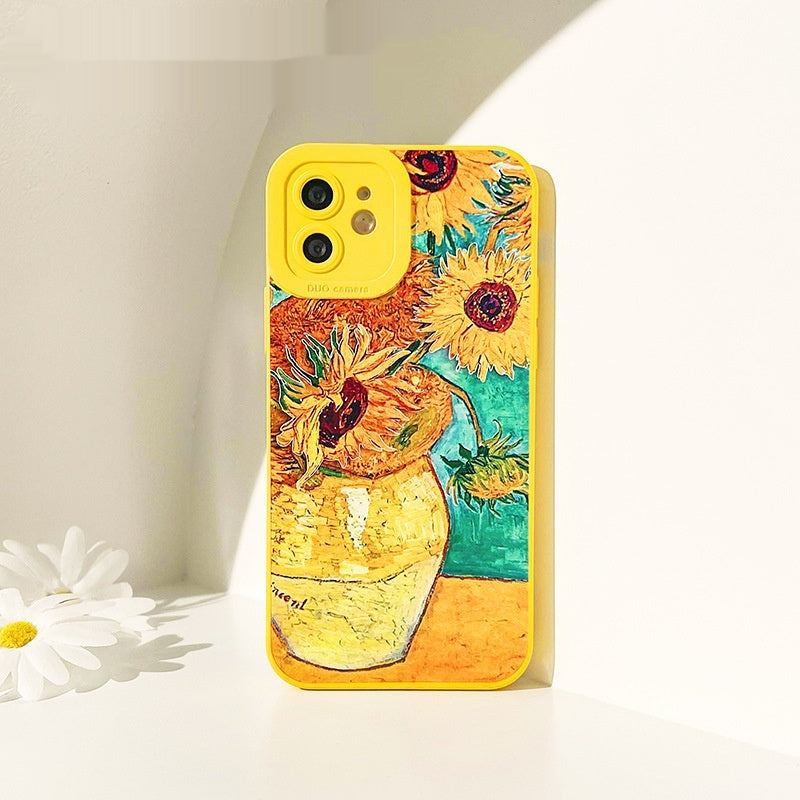 Sunflower Painting Design Silicone Phone Case For iPhone