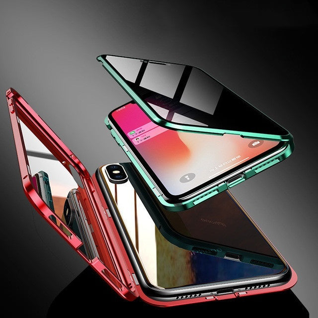 Anti-peep Magnetic Protective Shell Privacy Glass Phone Case For iPhone