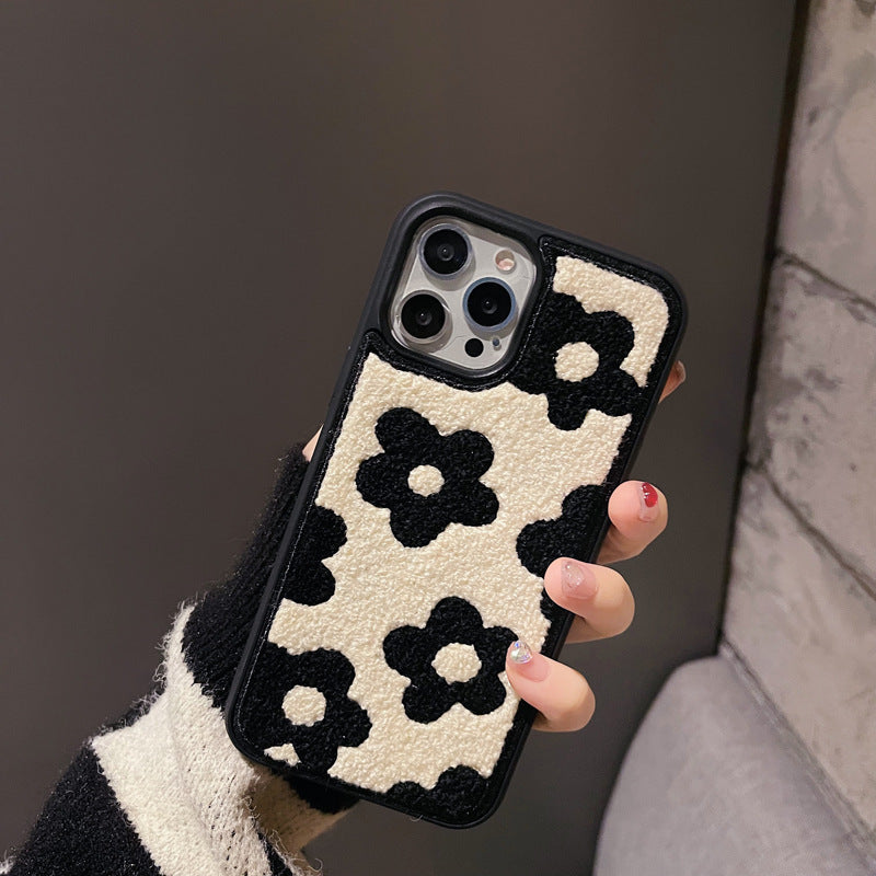 Plush Flowers Autumn And Winter Mobile Phone Case For iPhone