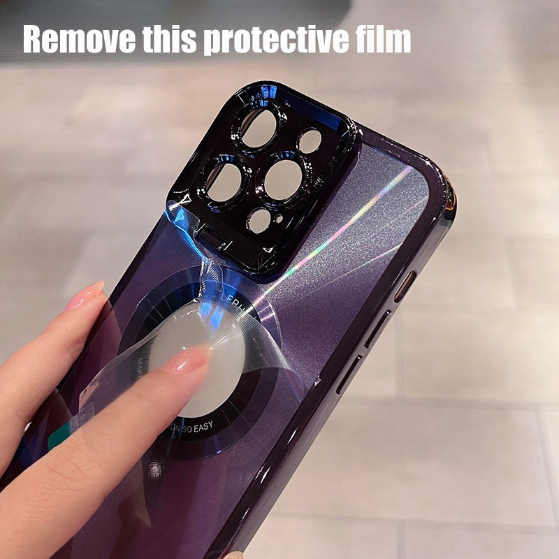 Electroplated iPhone Case Luxury Plating CD Pattern Magsafe Bracket Case