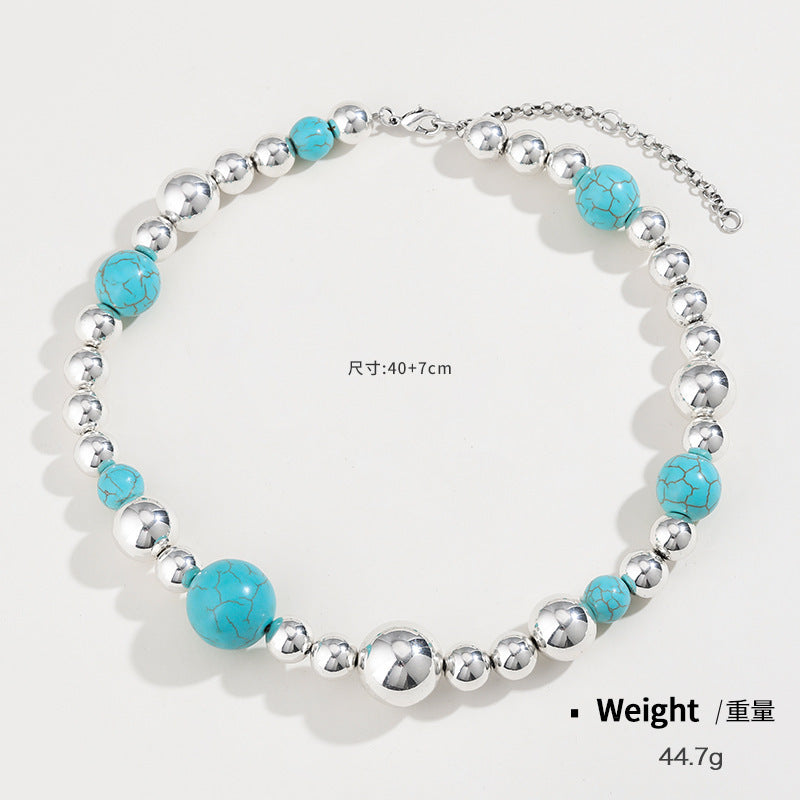 Elegant Turquoise Beaded Necklace For Women