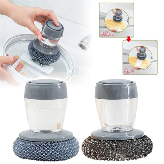 Kitchen Soap Dispensing Palm Brush Surface Cleaning Tool