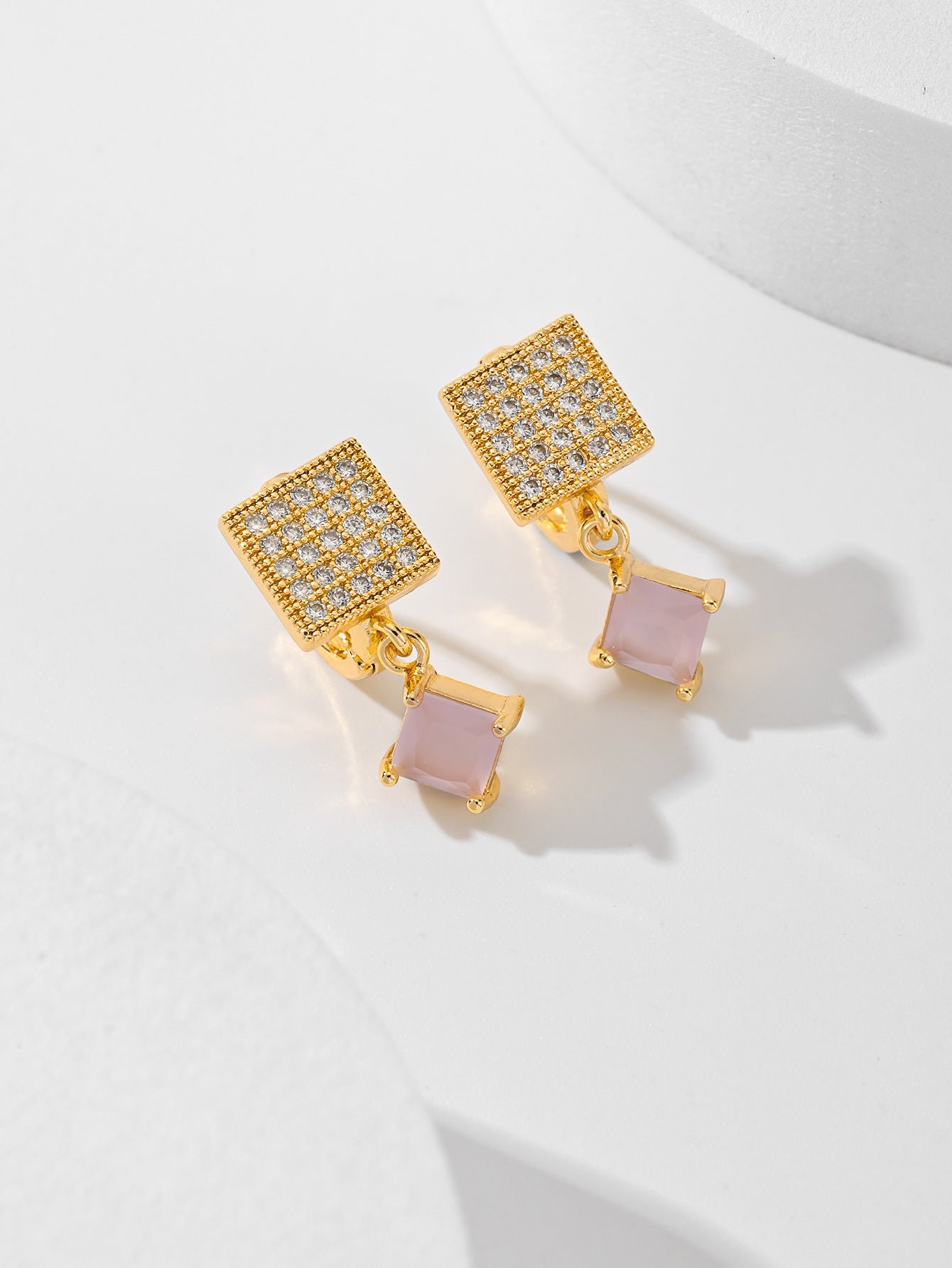 Square Design Fashion Zircon Earrings In Various Colors