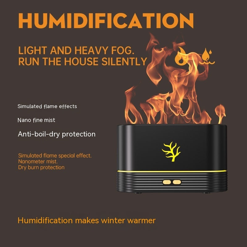 Smart Timing LED Electric Aroma Diffuser Simulation Fire Night Humidifier