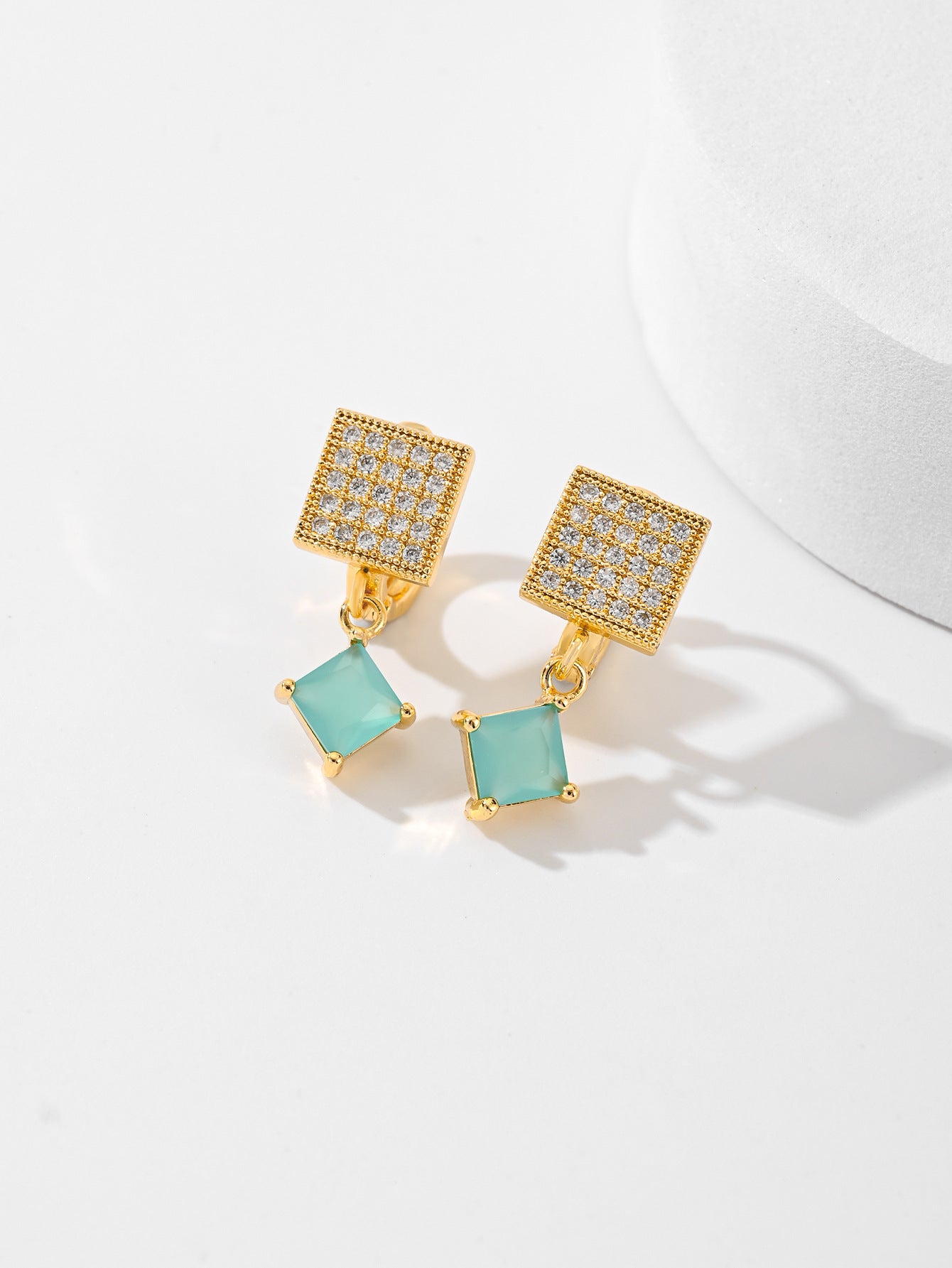 Square Design Fashion Zircon Earrings In Various Colors