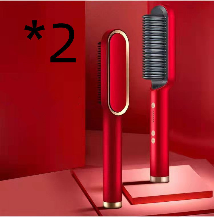 2 In 1 Hair Straightener Hot Comb Curling Tong Dual-purpose Electric Hair Brush