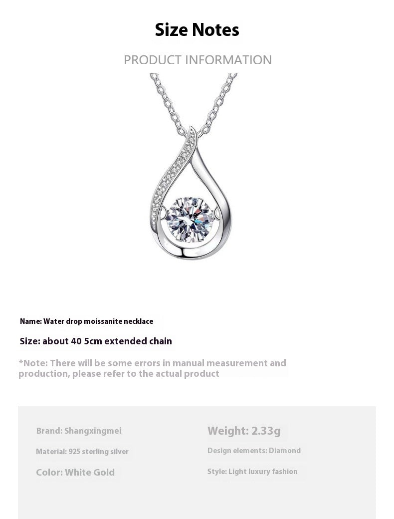 Silver Drop-shaped Pendant Necklace