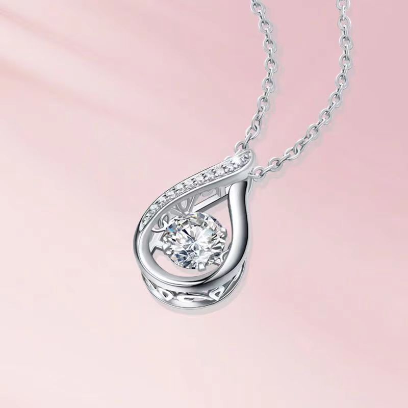 Silver Drop-shaped Pendant Necklace