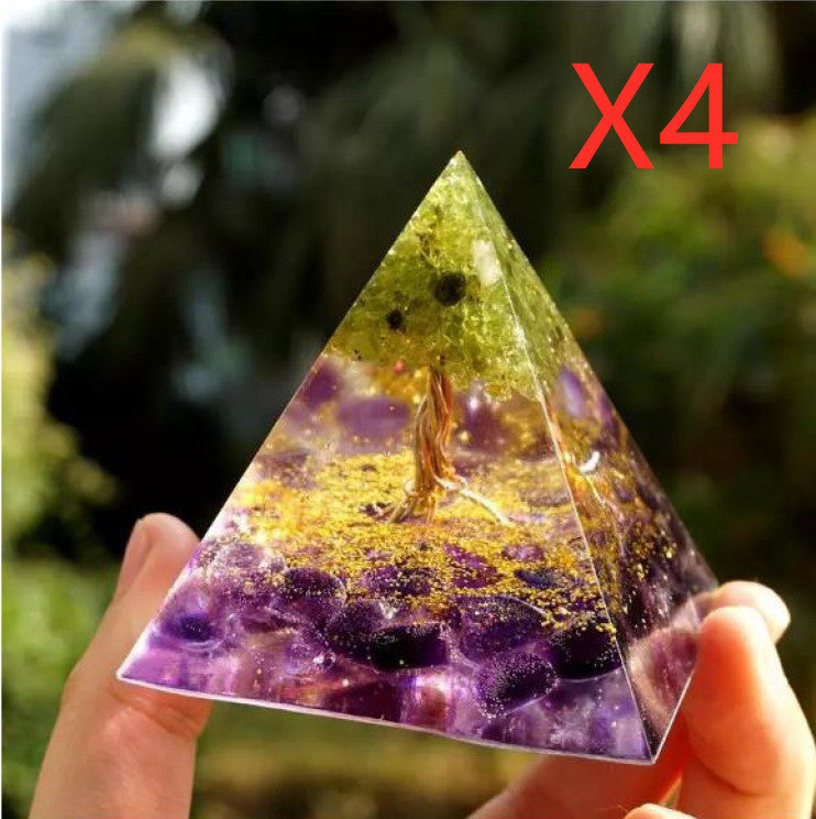 Pyramid Decoration Natural Crystal Gravel Energy Tower Craft